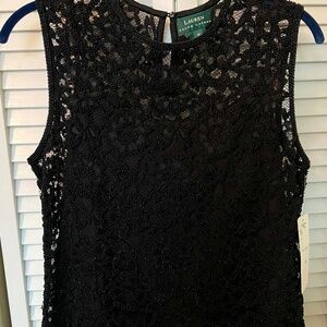 Vintage  Black Beaded Tank Top Lauren by Ralph Lauren NWT Never Worn-Stunning !